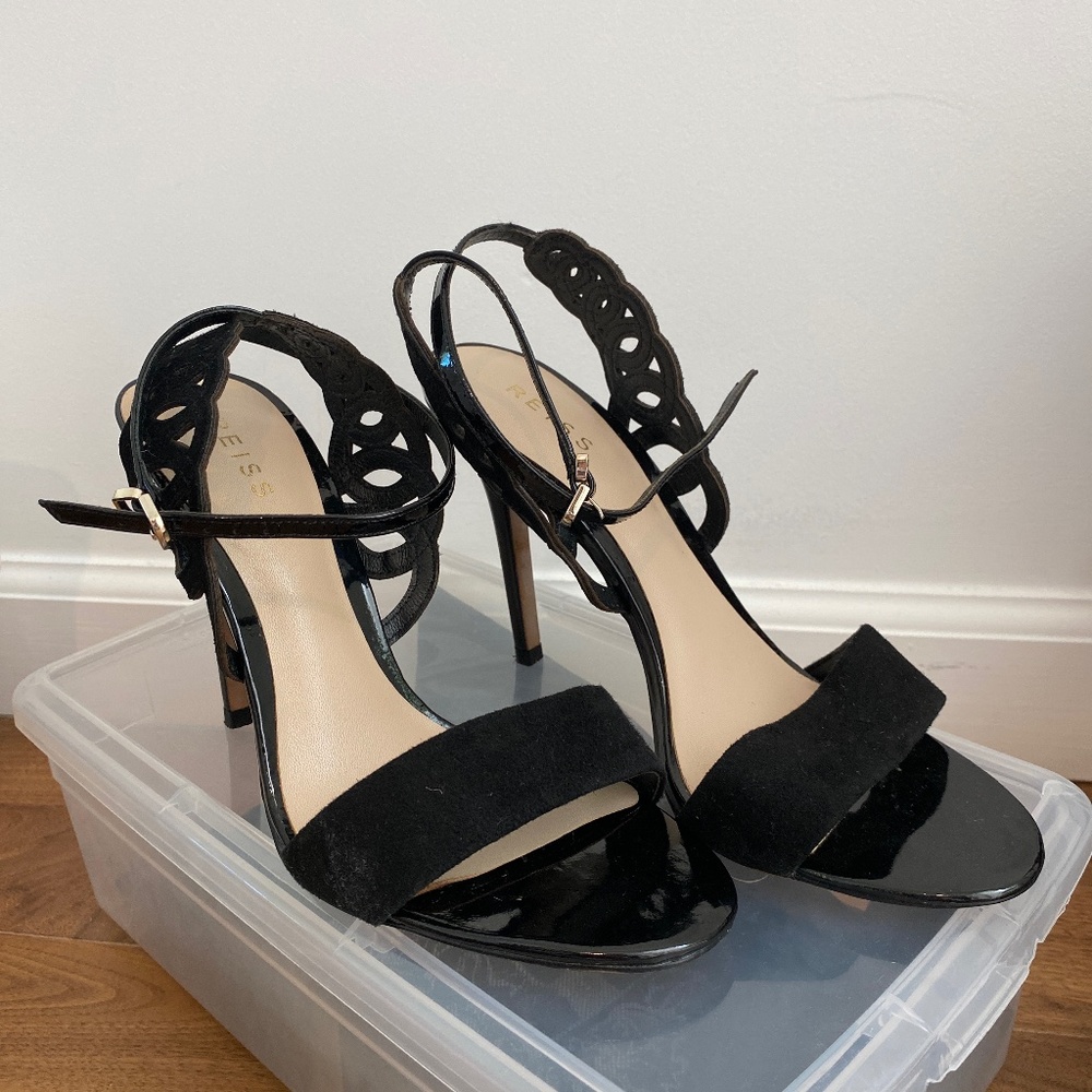 Reiss Strappy Black High Heel Sandal